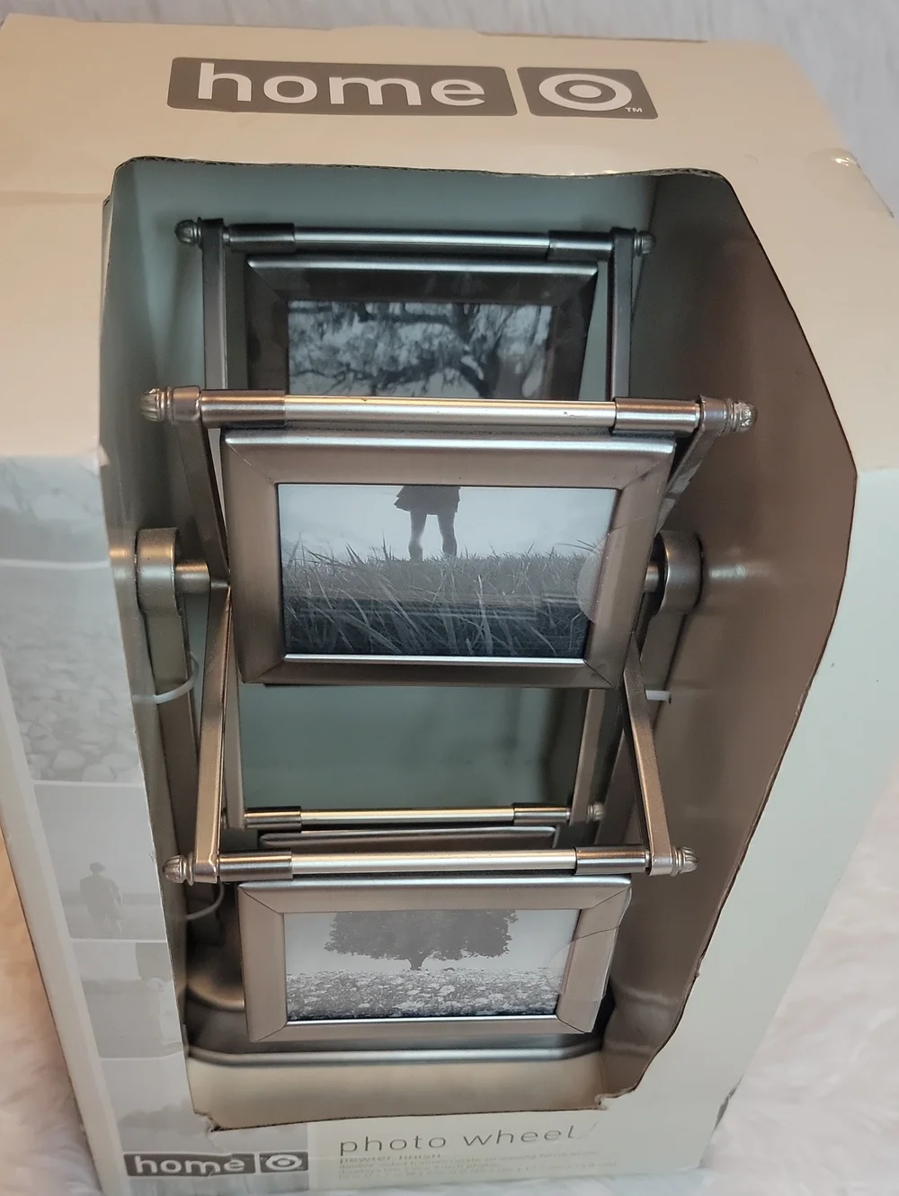 NIB 2007 Photo Wheel (Ferris Wheel)- Pewter Finish Rotating Frame. (10) 2 1/2x3